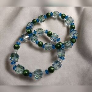 💥3/$12 Handmade Green and Blue Bracelet Set
